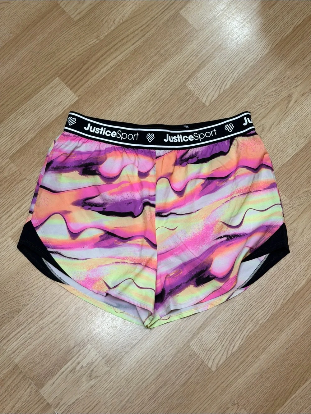Justice Sport Girls Abstract Neon Running Shorts XL Plus 16P/18P